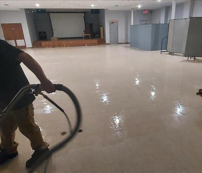 Storm, water, church basement, steam cleaning