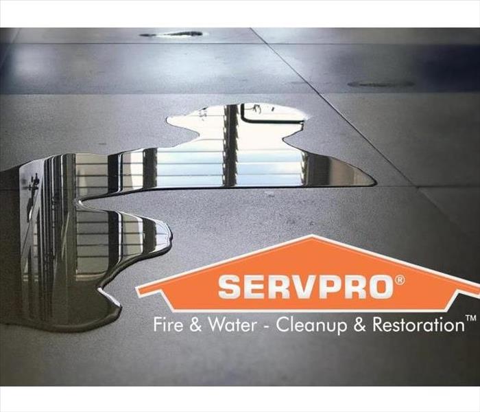 Puddle of water by SERVPRO logo