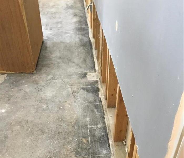 Water, wall, floor, removal of floor